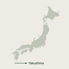 Map of Japan highlighting Yakushima in Kagoshima Prefecture, where Nio Teas tea is grown