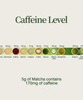Matcha advent calendar 2026: caffeine per 5 g compared with coffee and other green teas